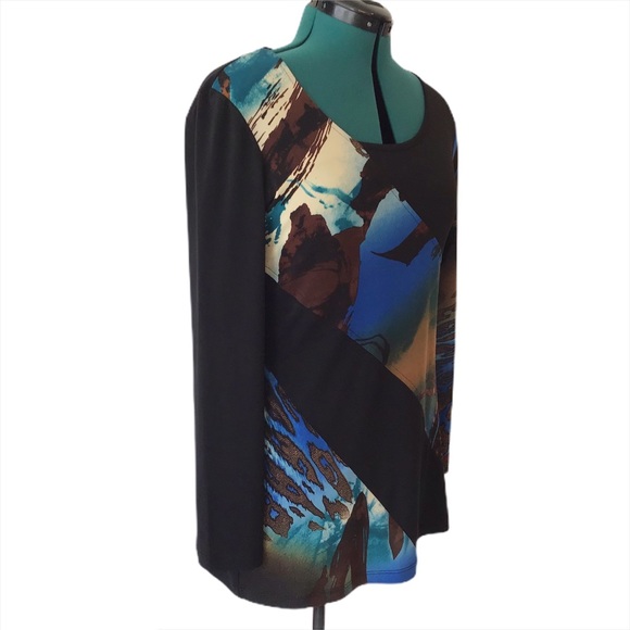 Softworks Abstract Pattern & Black Blocked Top, M - Picture 6 of 16